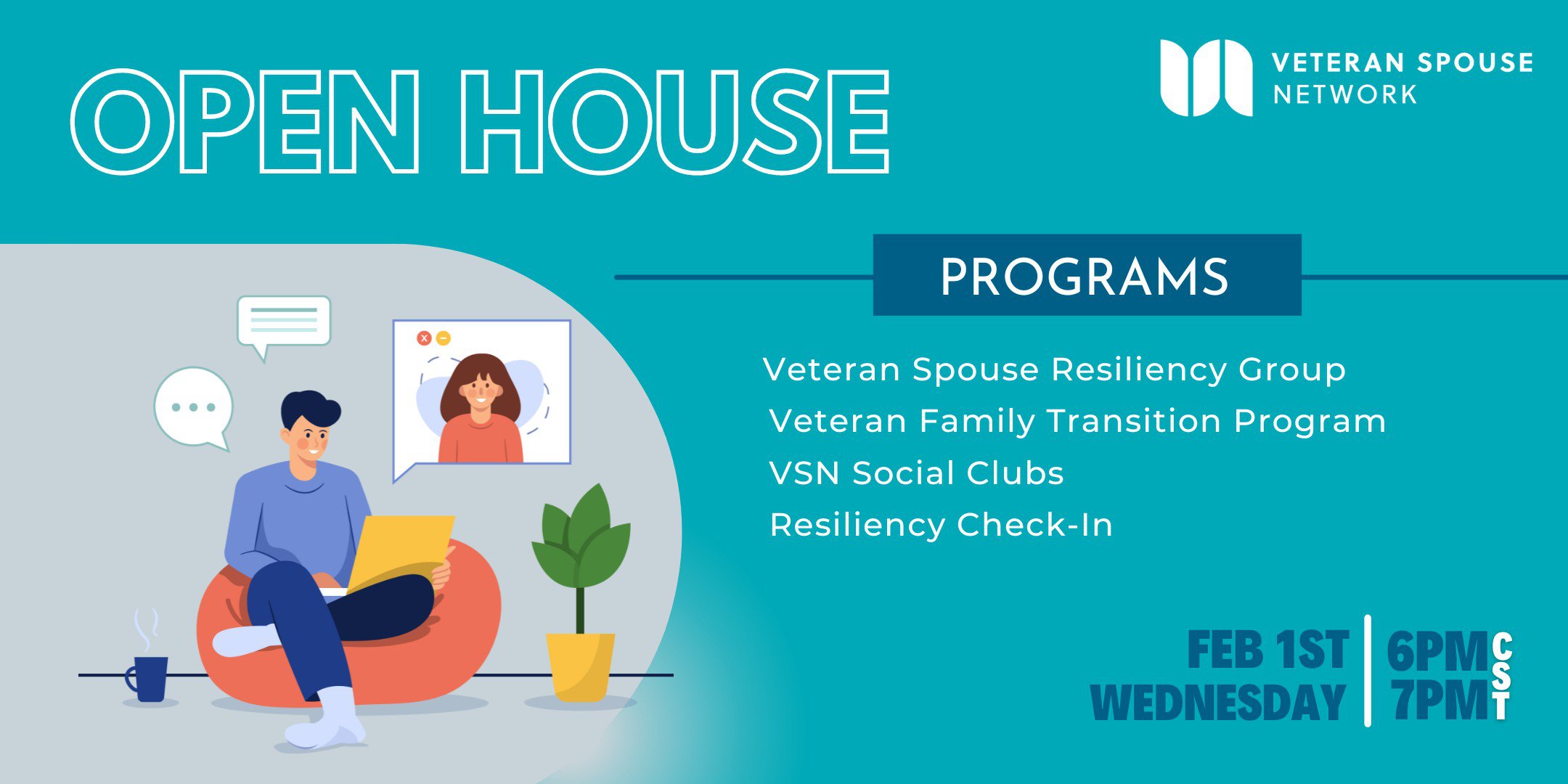 Veteran Spouse Network Open House on Feb 1st at 6PM CST