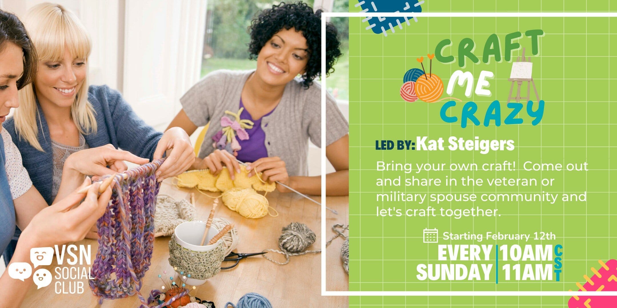 Craft Me Crazy on every Sunday starting Feb 12 at 10AM CST