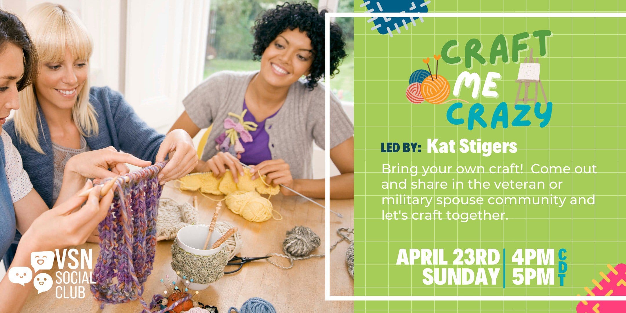Craft Me Crazy on April 23 at 4pm to 5pm CDT