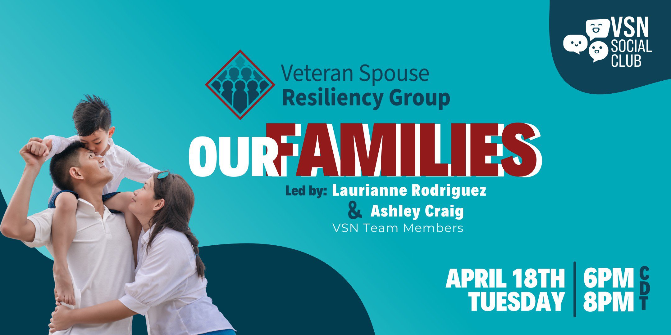 V-SRG Our Families Session on April 18th from 6-8pm CDT