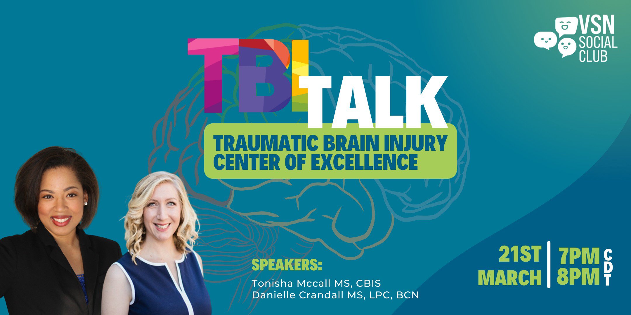 TBI Talk on March 21st from 7pm to 8pm CDT