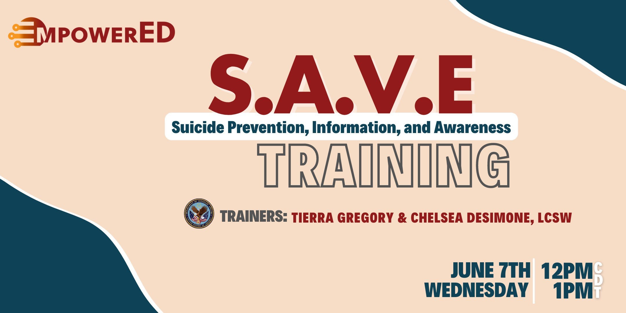 Save Training on June 7th at 12pm CDT