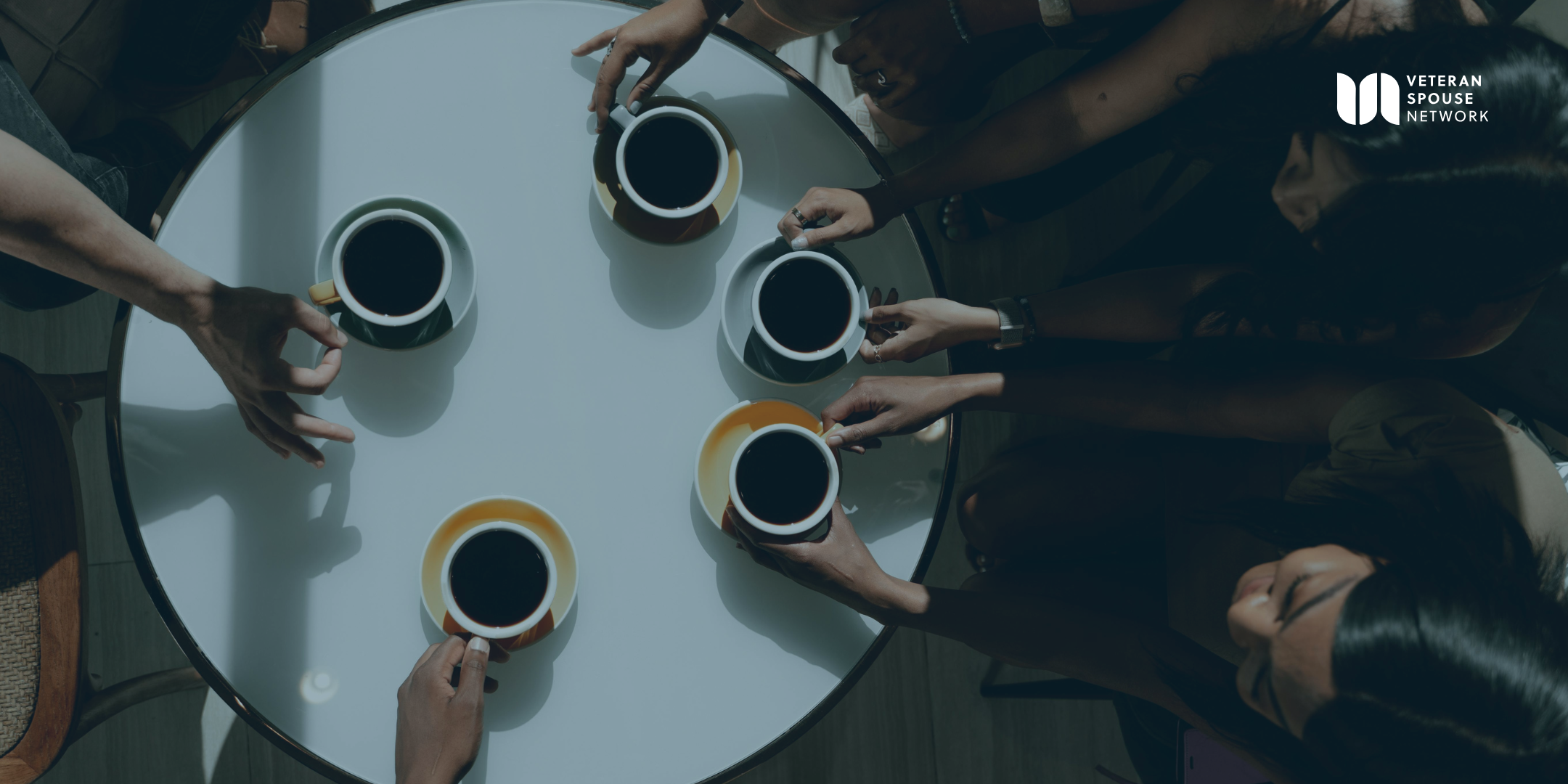 Military and veteran community members and families meeting up in person over coffee to chat