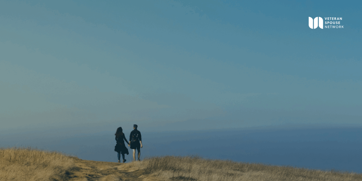Veteran couple walking together