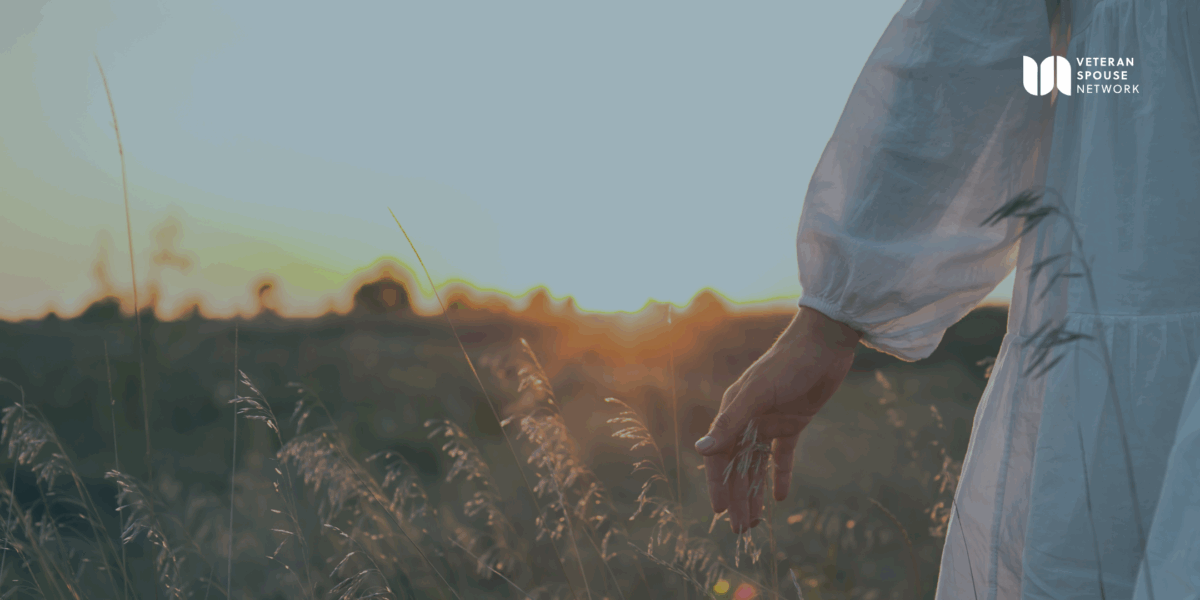 Military veteran spouse in field healing